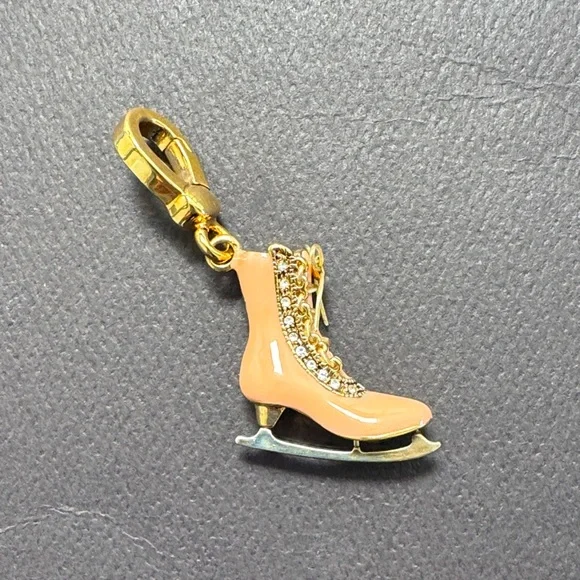 Juicy Vintage Gold and Pink Ice Skate Charm - Picture 1 of 3